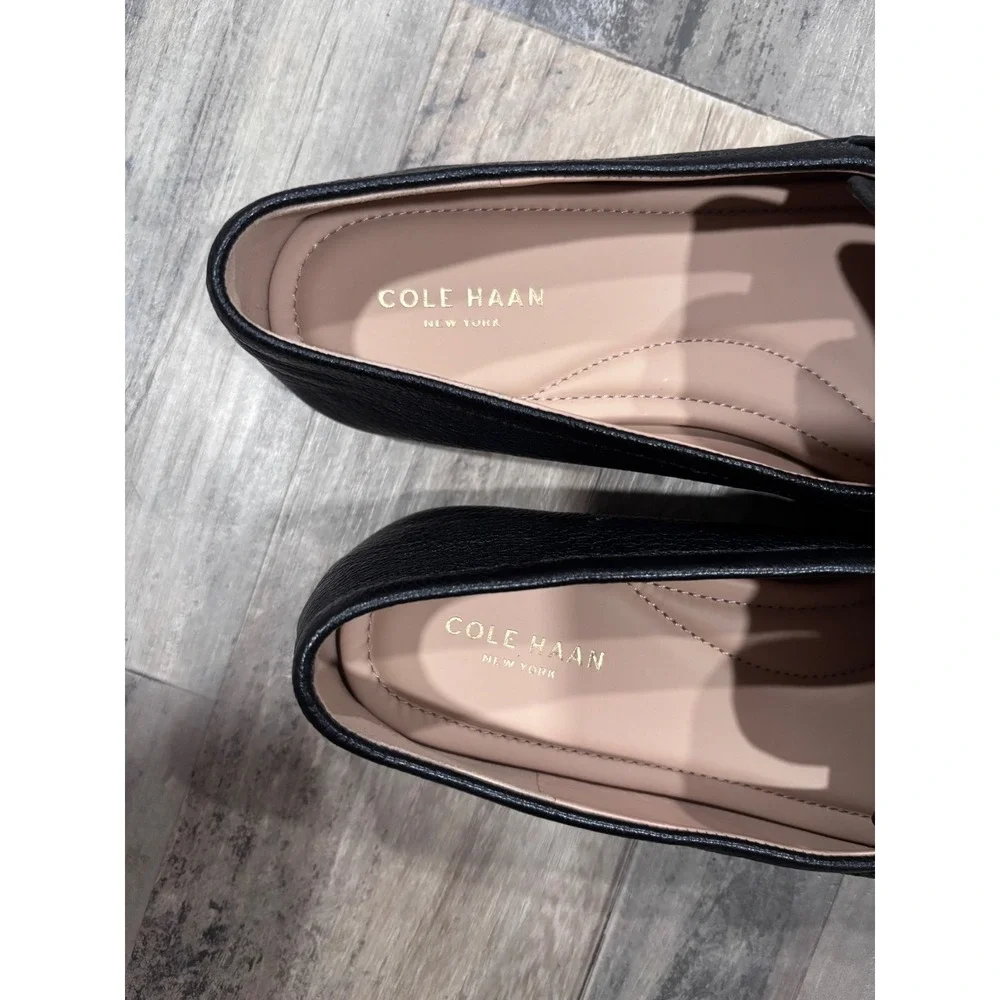Cole Haan Black Pebbled Leather Buckle Loafers W35402 Womens 8.5 B